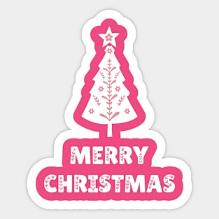 Scandinavian Christmas Tree Pink & White Sticker